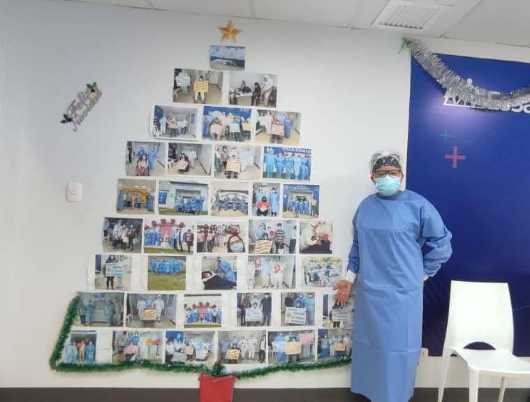 En EsSalud Jaén elaboran árbol navideño con fotos de pacientes que superaron Covid-19