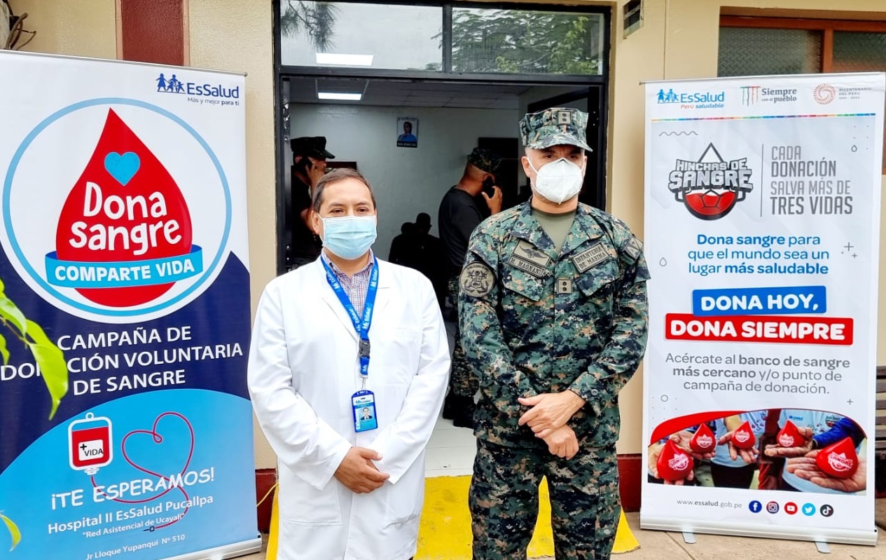 Essalud - EsSalud Ucayali y Marina de Guerra del Perú realizan campaña de donación de sangre